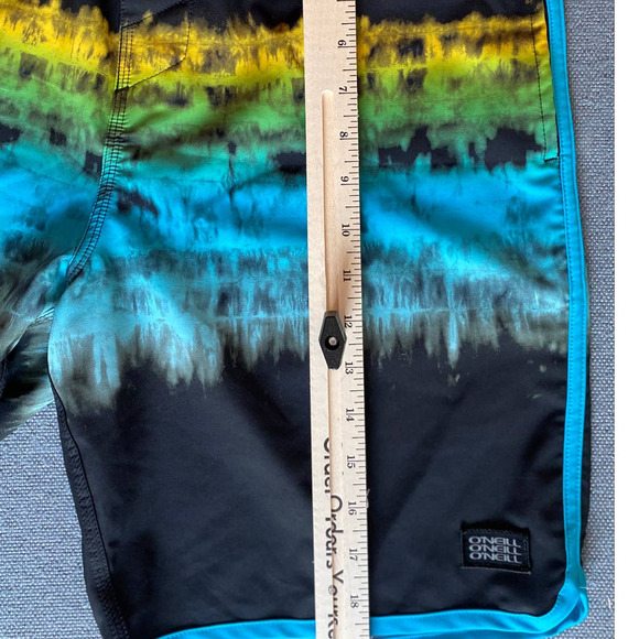 O'Neill Cruzers Mens swim short size 34 black turquoise yellow pockets swimtrunk - Picture 10 of 10